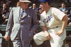 (L-R) Larry MacPhail; Leo Durocher. Two future Hall of Famers, Brooklyn Dodger President Larry MacPhail and Manager Leo Durocher consult during Spring Training in Havana.
