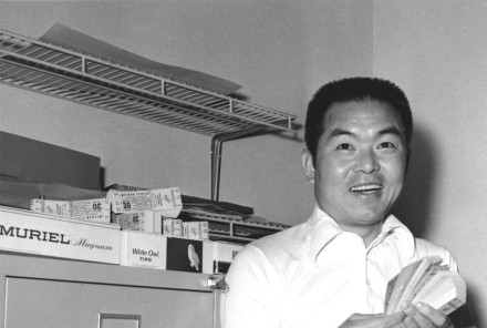 Akihiro “Ike” Ikuhara, a graduate of Waseda University in Japan, working in the Dodger ticket office.